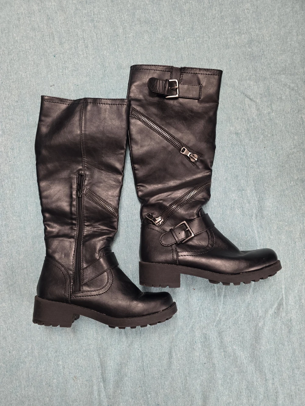 Target Black Kneehigh Buckle & Zip Riding Boots